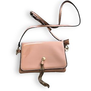 NWOT Patent Leather Pastel Pink Crossbody Gild Tassel Purse